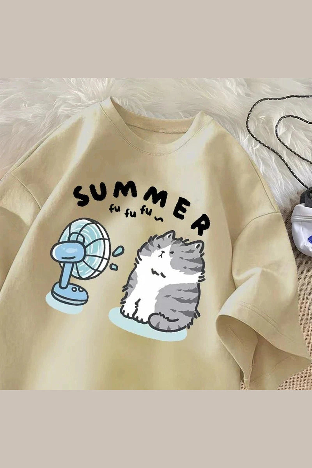 Y2k Fan Cat Graphic T-shirt