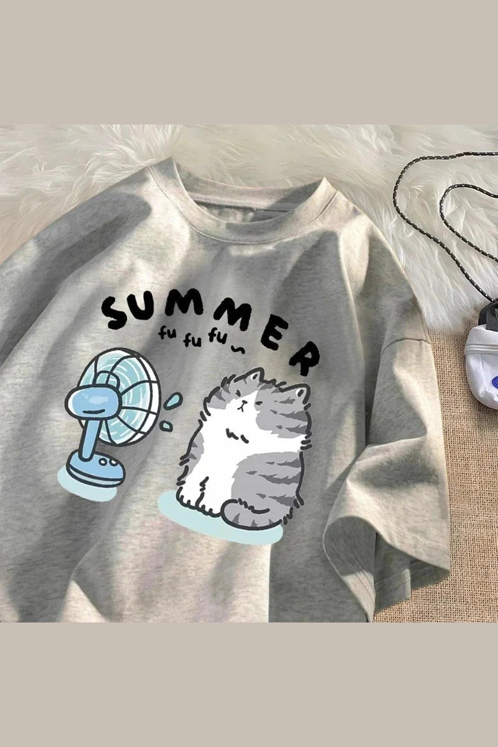 Y2k Fan Cat Graphic T-shirt