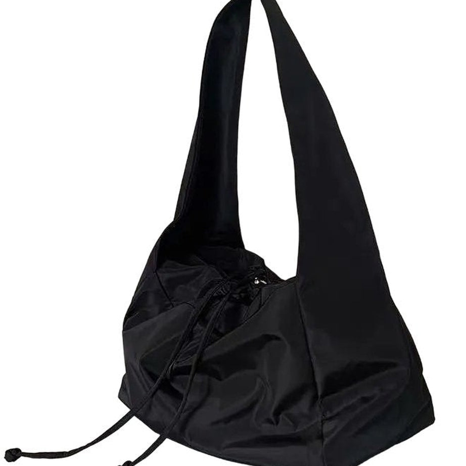 Y2k Fashionable Black Nylon Bucket Handbag