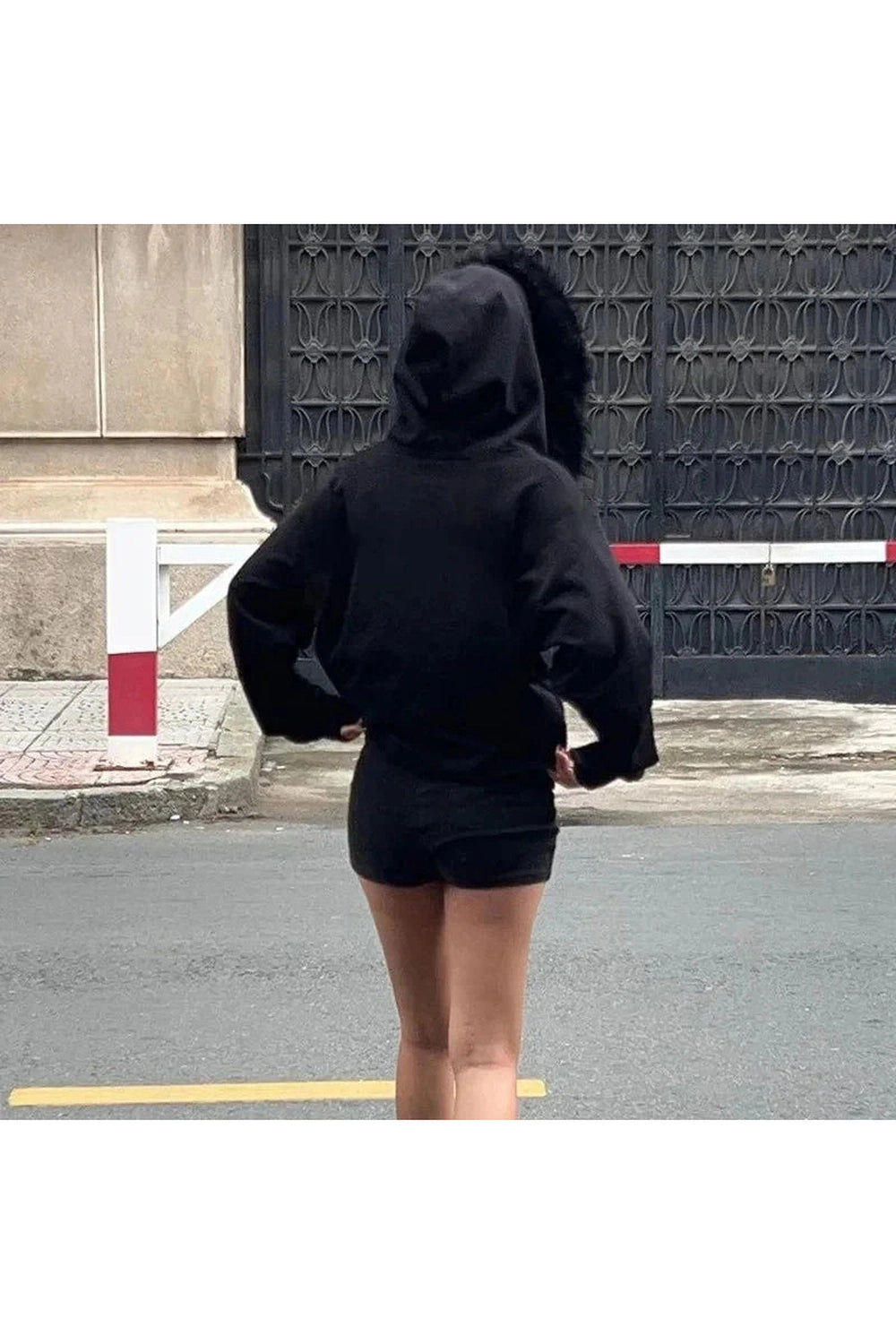 Y2k Faux Fur Collar Gothic Hoodie