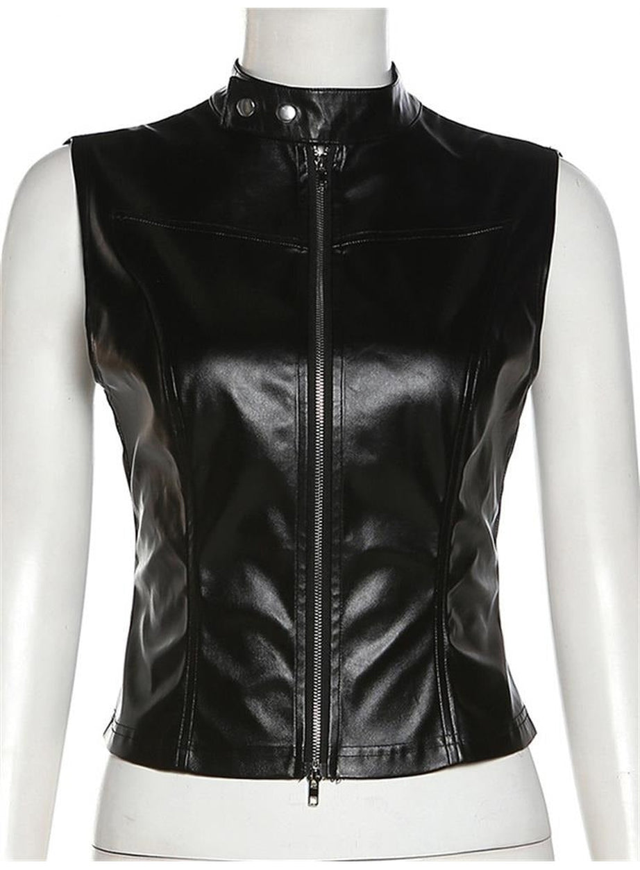 Y2k Faux Leather Tank Top