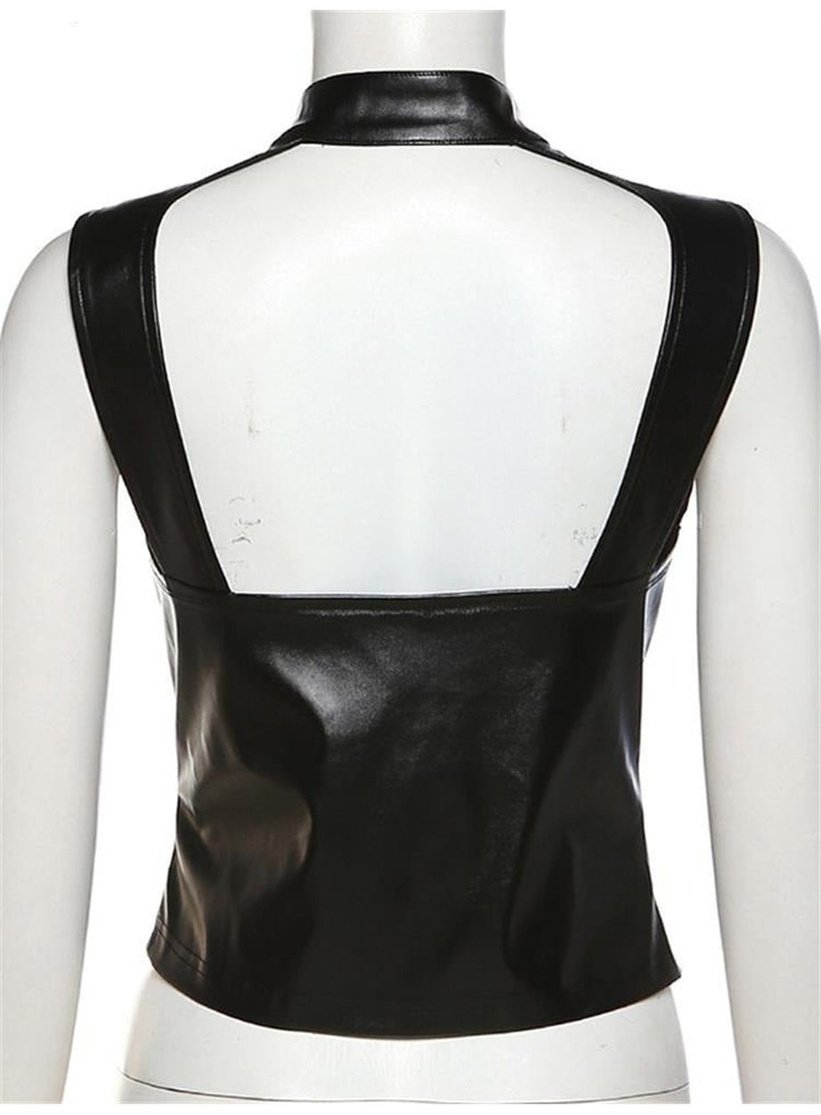 Y2k Faux Leather Tank Top
