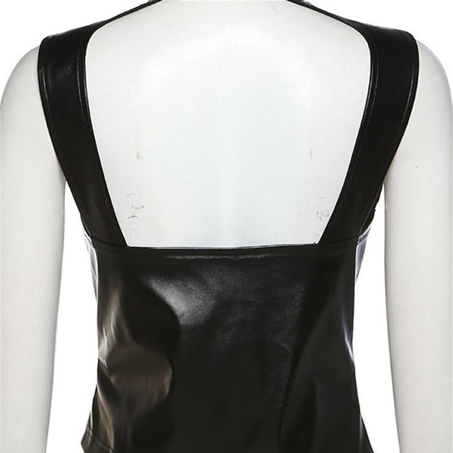 Y2k Faux Leather Tank Top