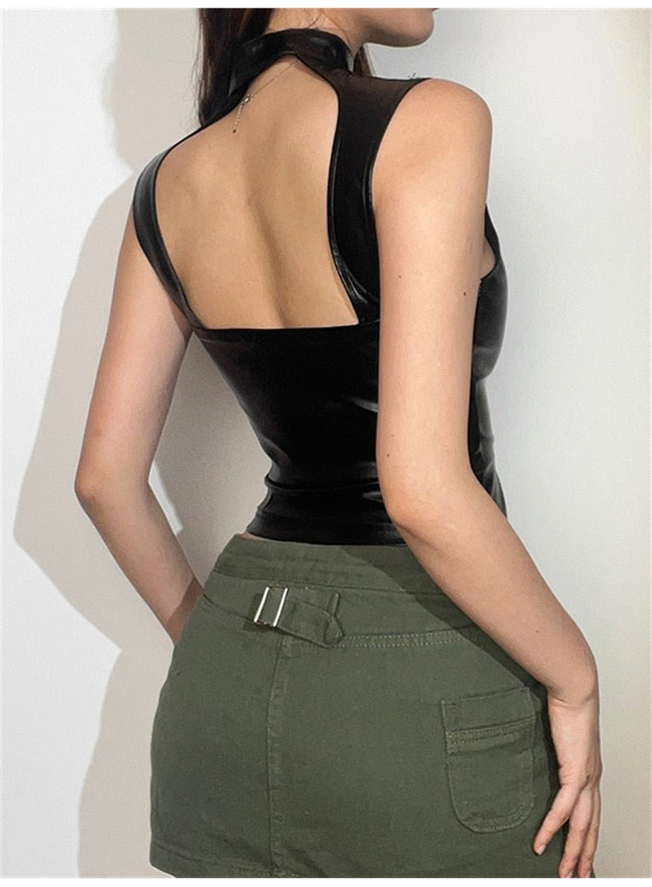Y2k Faux Leather Tank Top
