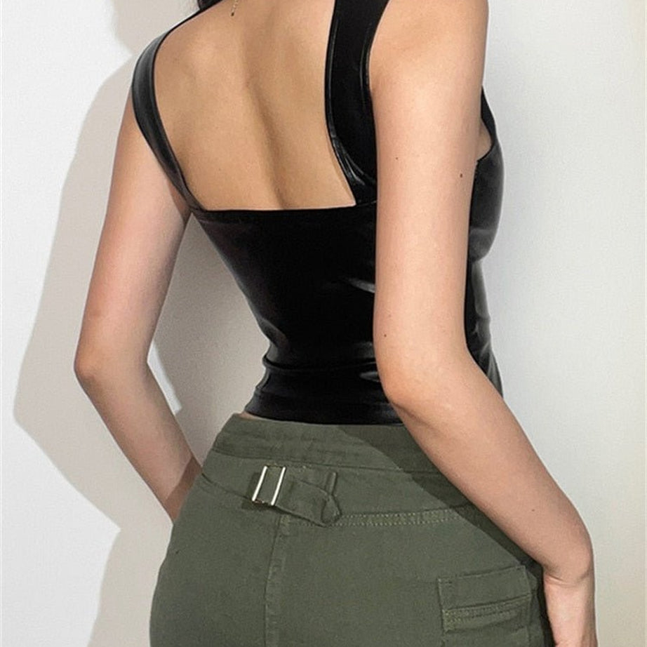 Y2k Faux Leather Tank Top
