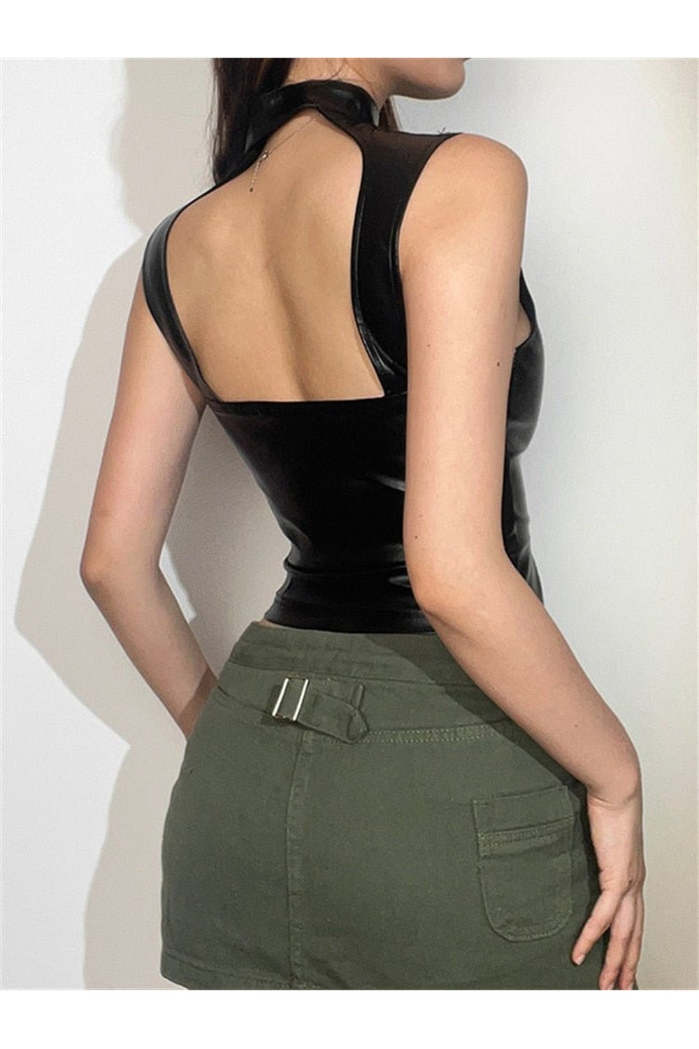 Y2k Faux Leather Tank Top