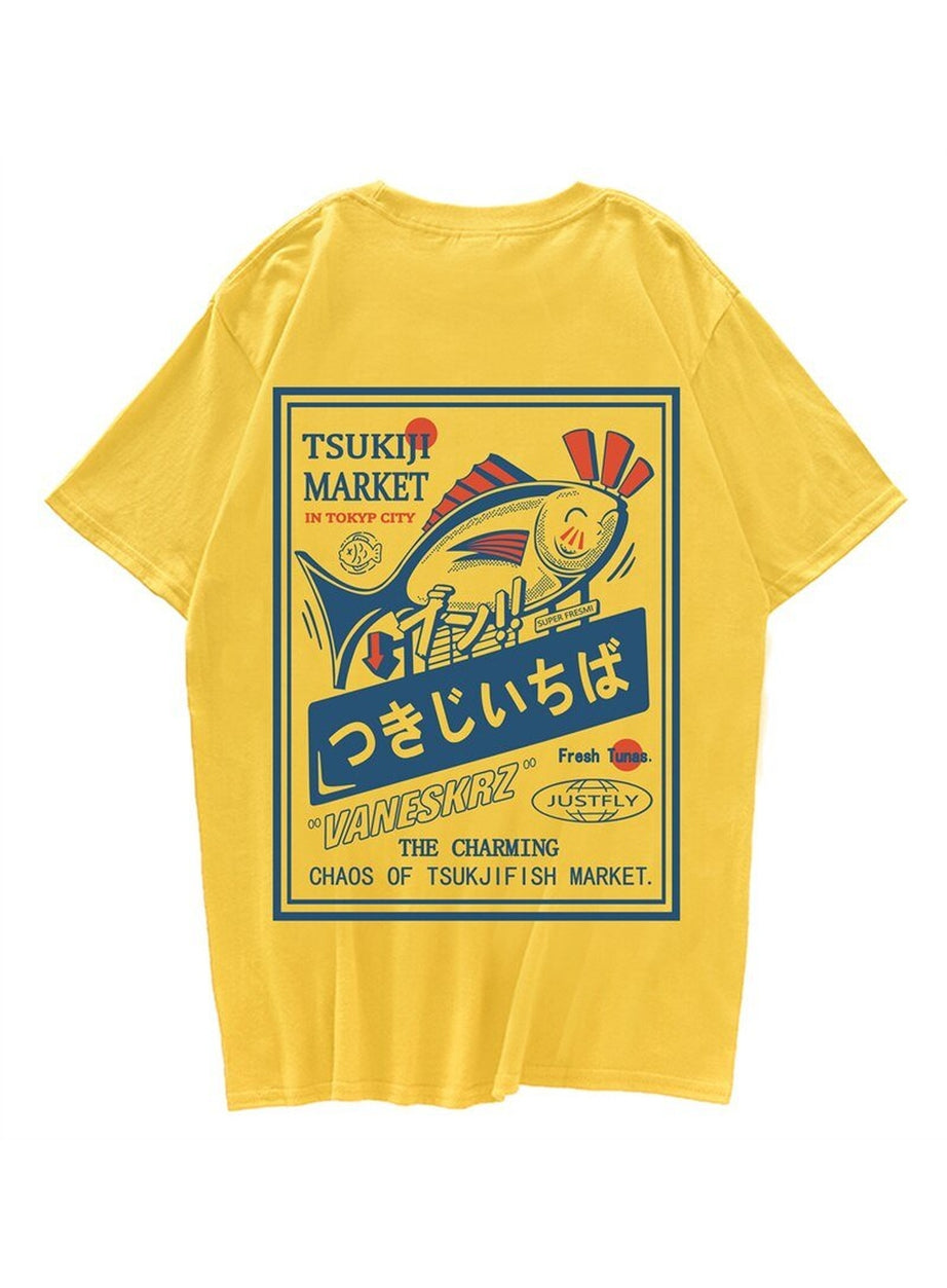 Y2k Fish Print Harajuku T-shirt