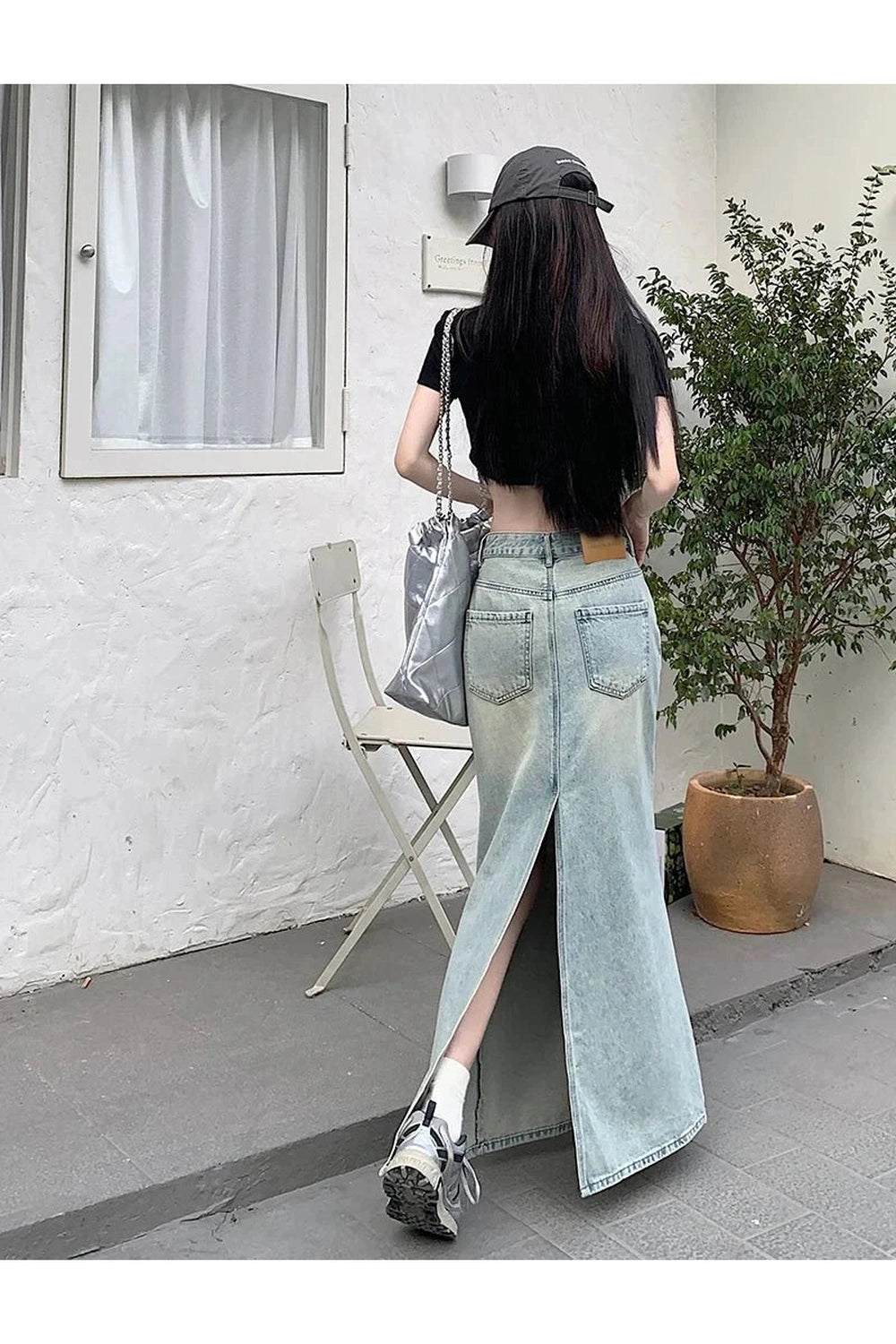 Y2k Fish Tail Long Denim Skirt