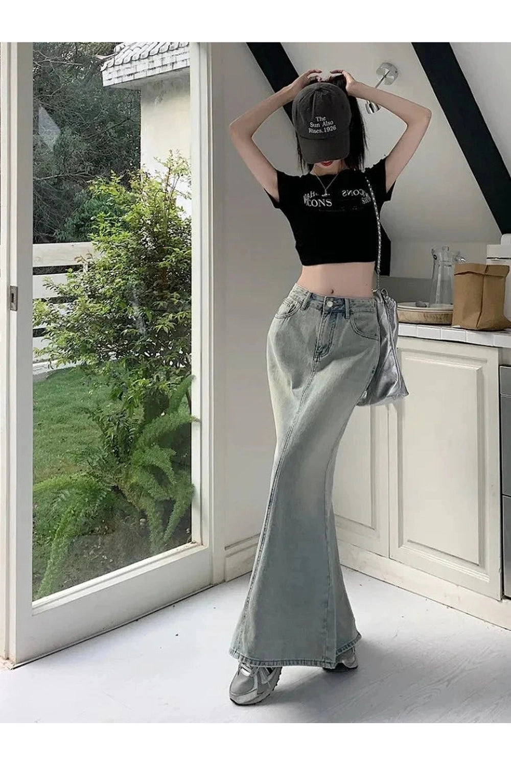 Y2k Fish Tail Long Denim Skirt