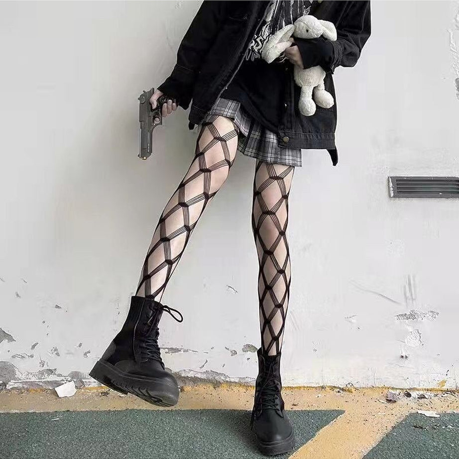 Y2k Fishnet High Waist Stockings