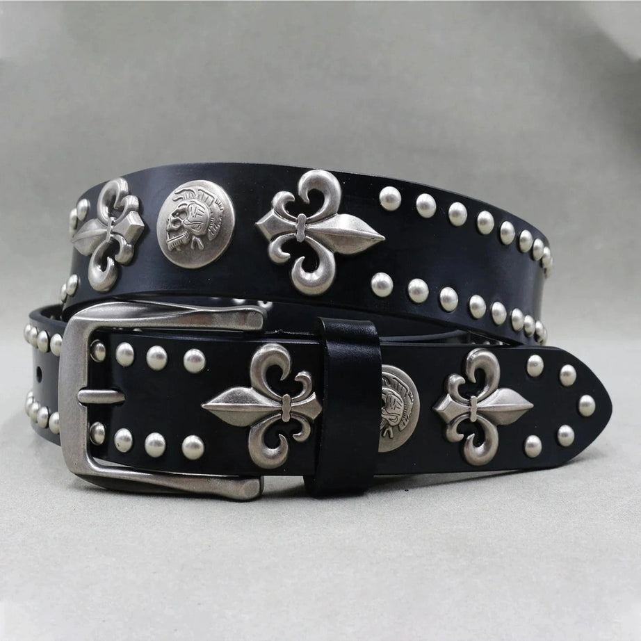 Y2k Fleur-de-Lis Studded Gothic Belt