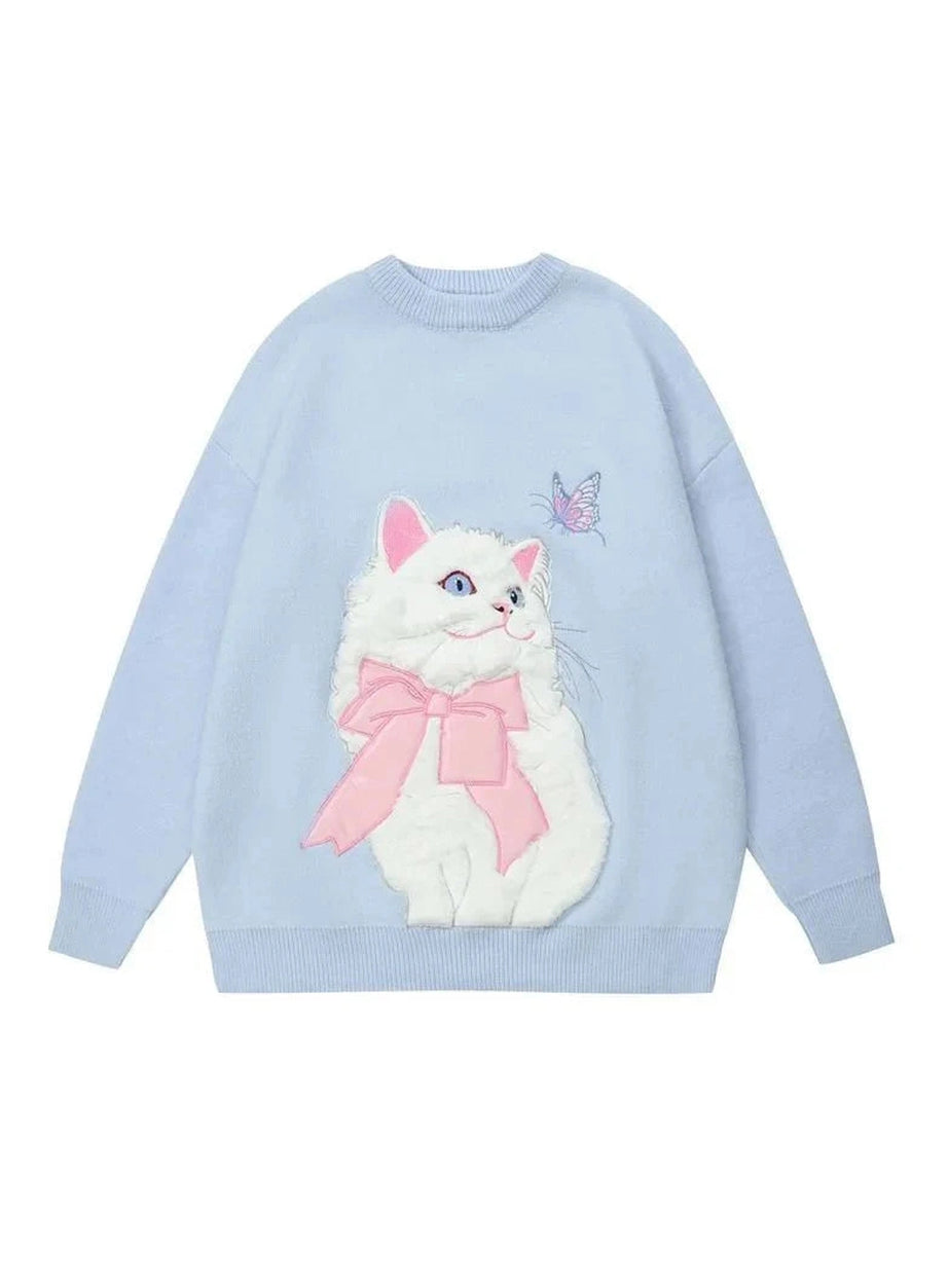 Y2k Flocking Cat Sweater