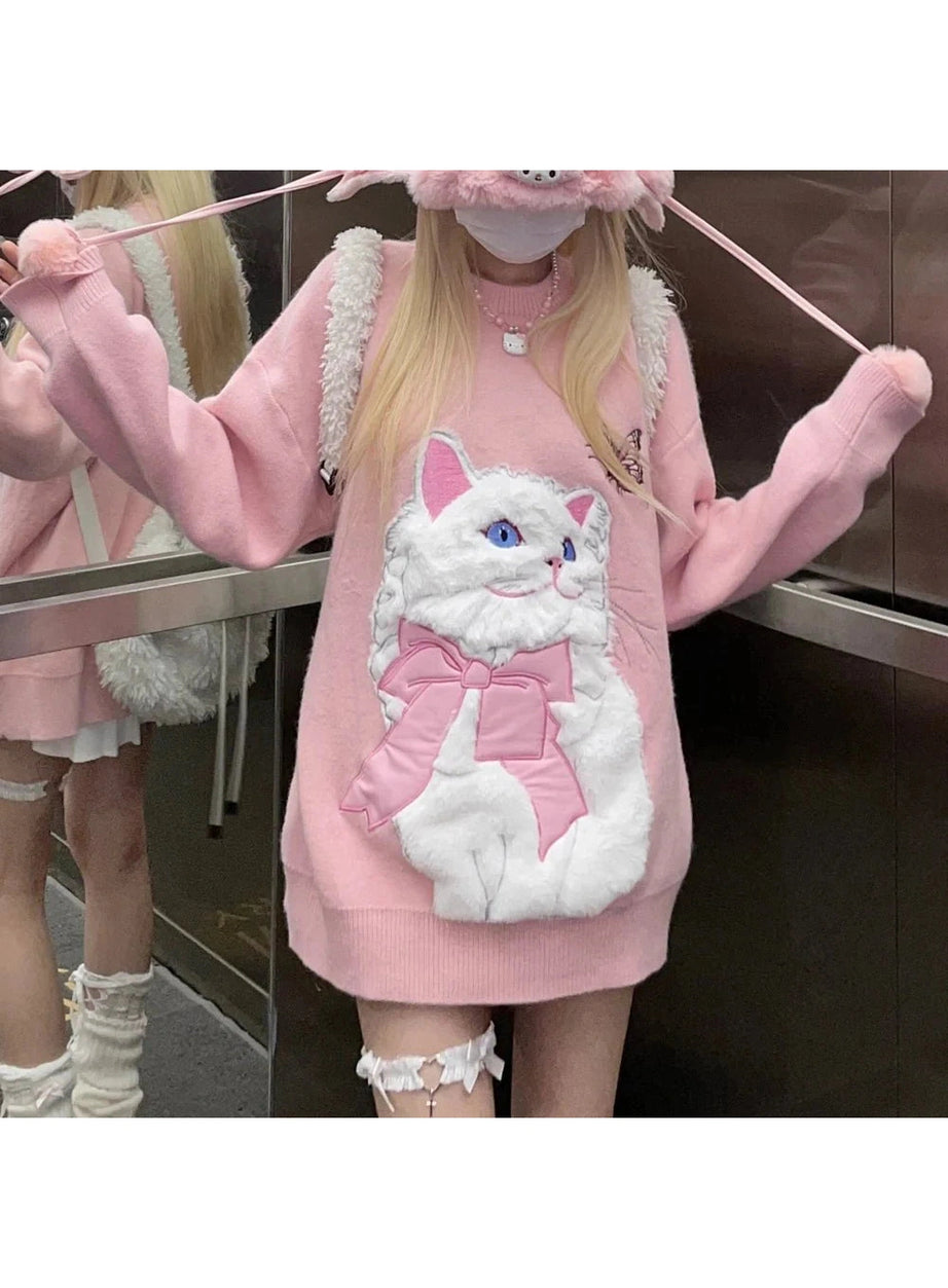 Y2k Flocking Cat Sweater