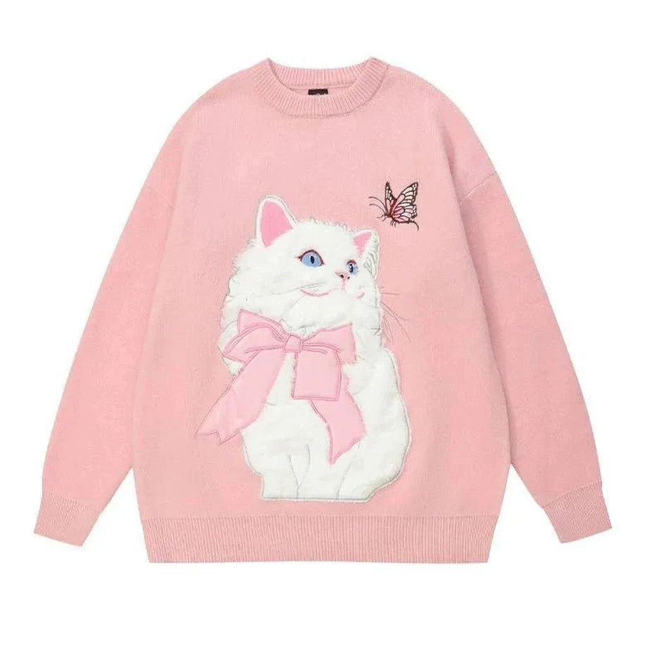 Y2k Flocking Cat Sweater