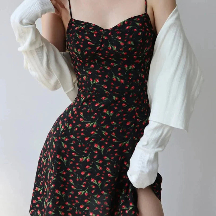 Y2k Floral Bandage Beach Dress