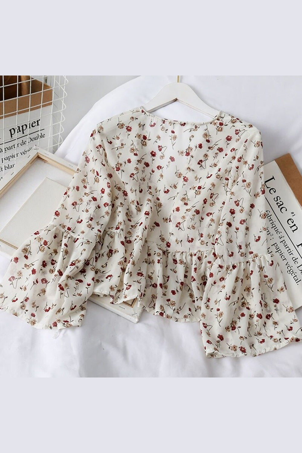 Y2k Floral Chiffon Blouse