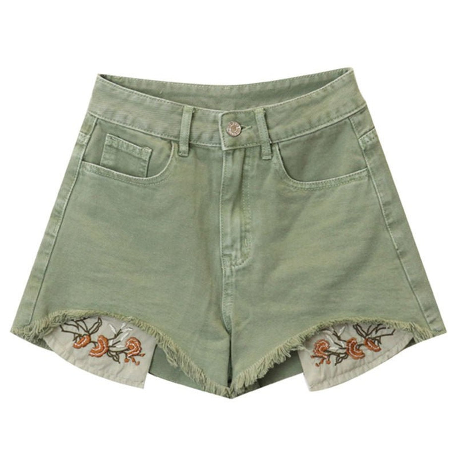 Y2k Floral Embroidery Shorts