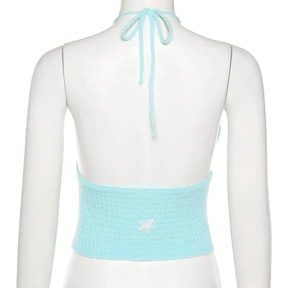 Y2k Floral Halter Crop Top