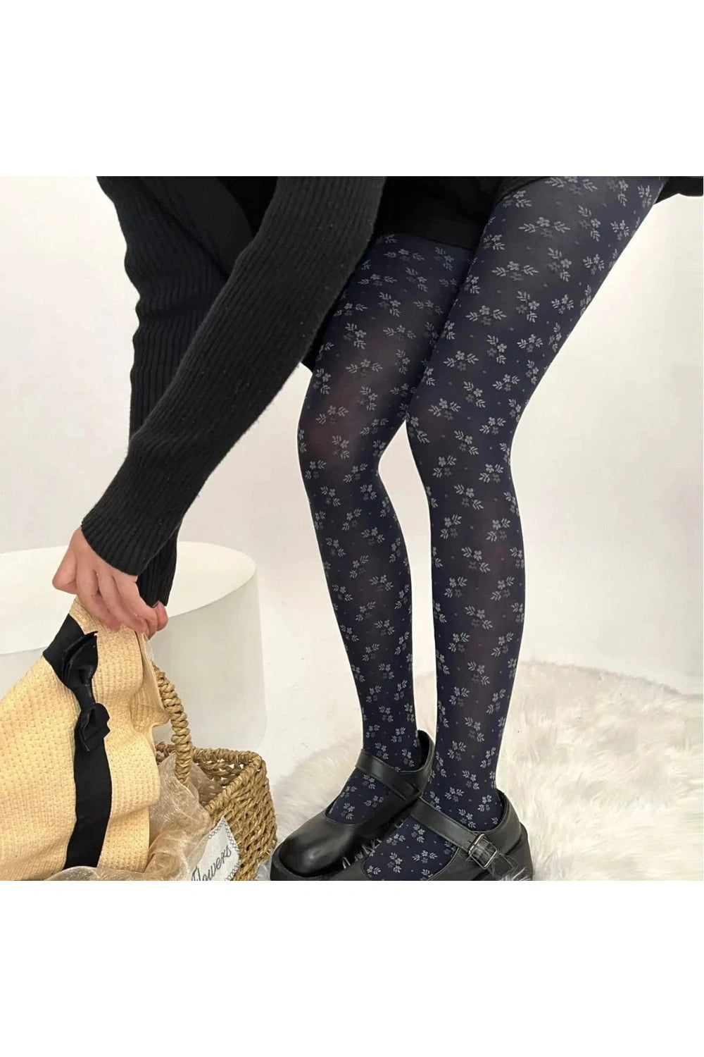 Y2k Floral Midnight Tights