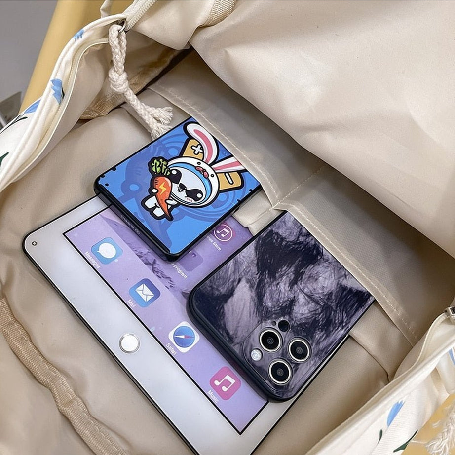 Y2k Floral Print College Backpack