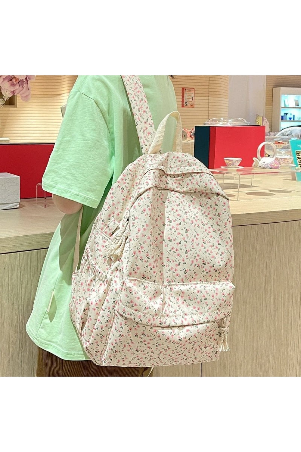 Y2k Floral Print College Backpack
