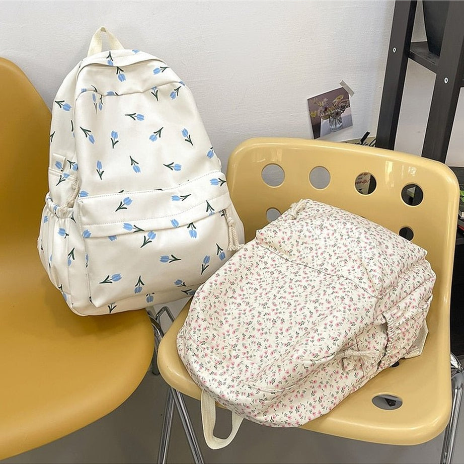 Y2k Floral Print College Backpack