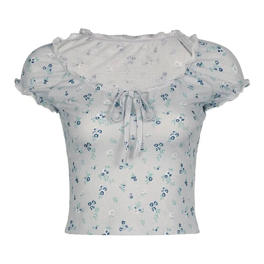 Y2k Floral Print Cropped Top