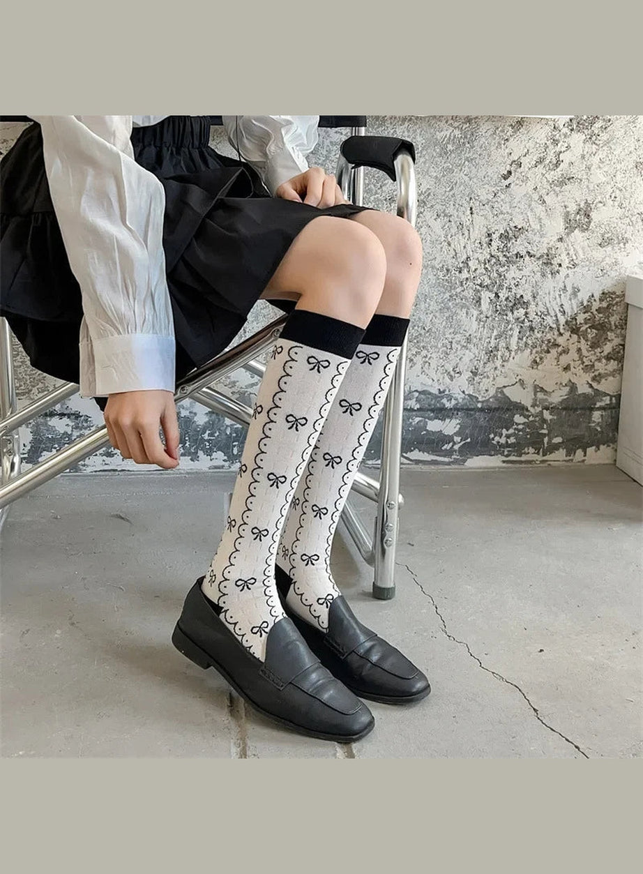 Y2k Floral Print Kawaii Knee Socks