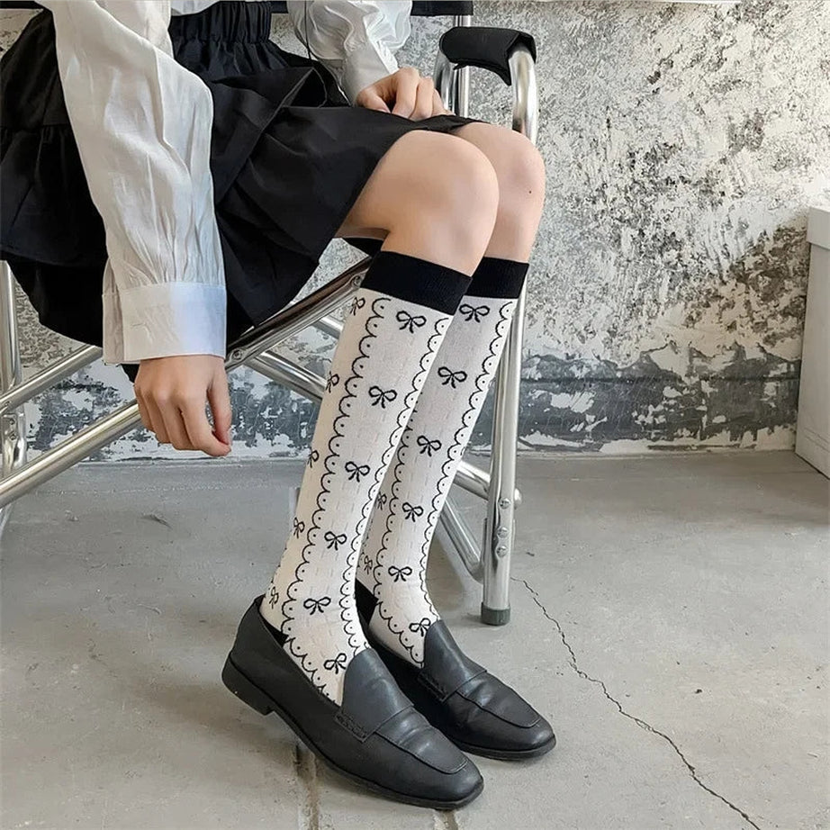 Y2k Floral Print Kawaii Knee Socks