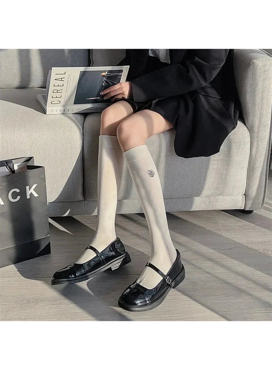Y2k Floral Print Kawaii Knee Socks