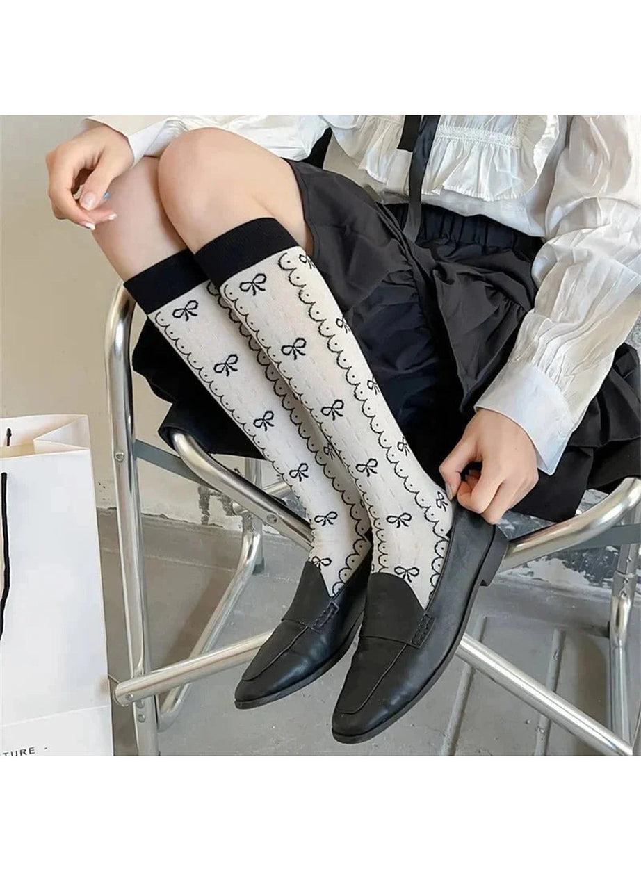 Y2k Floral Print Kawaii Knee Socks