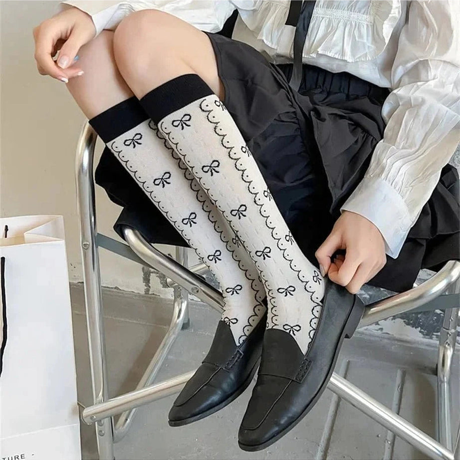 Y2k Floral Print Kawaii Knee Socks