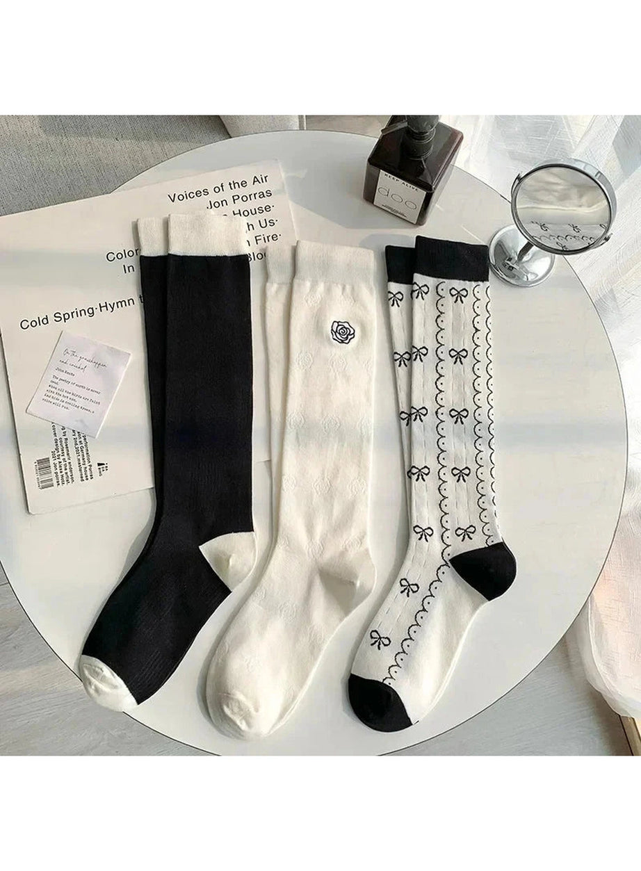 Y2k Floral Print Kawaii Knee Socks