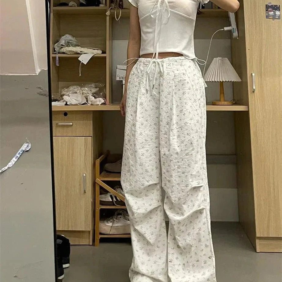 Y2k Floral Serenity Wide-Leg Pants