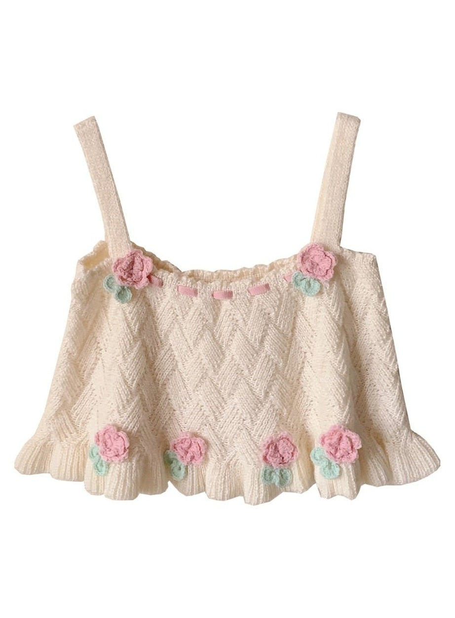 Y2k Flower Embroidery Tank Top