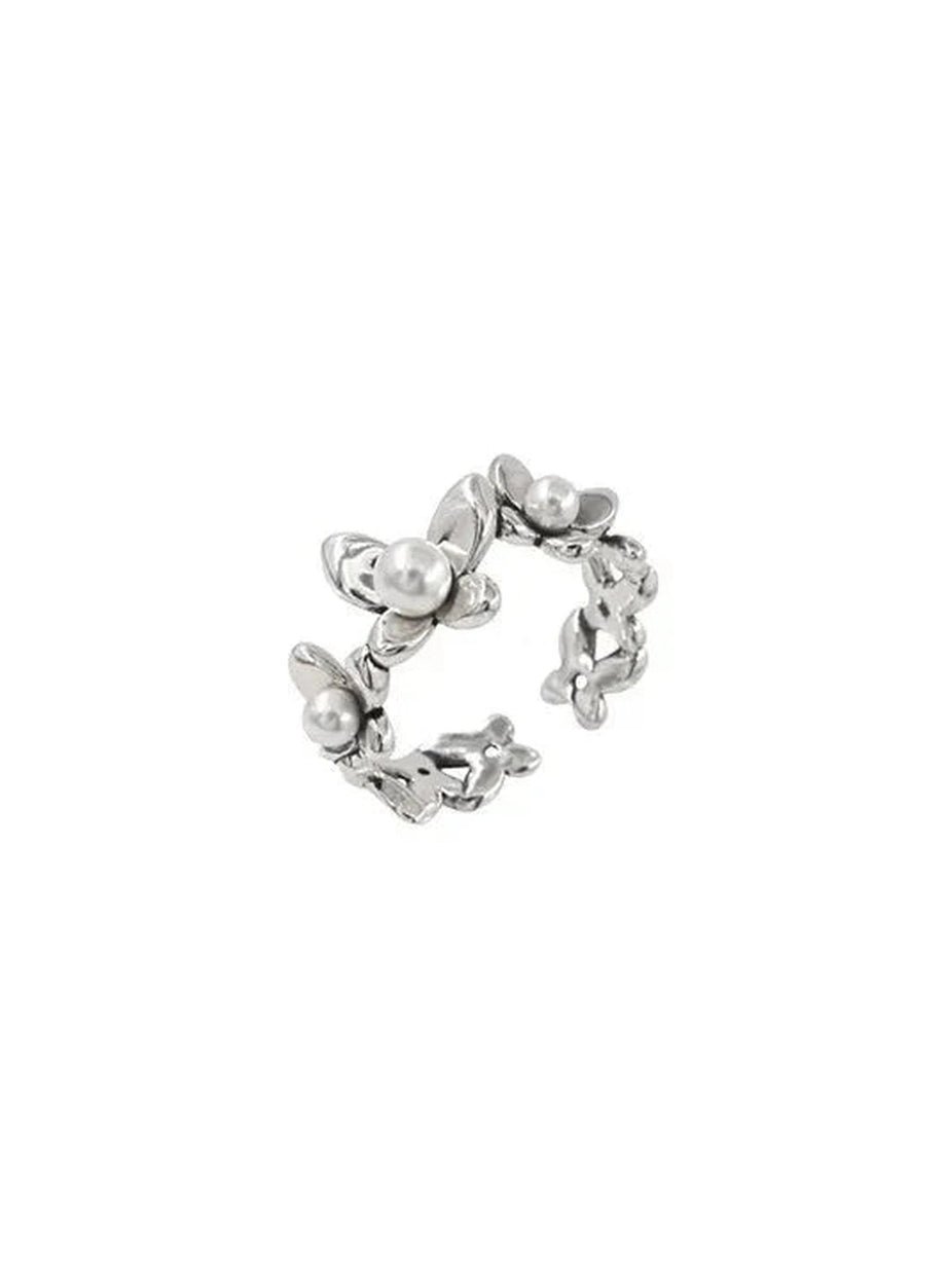 Y2k Flower Pearl Adjustable Ring