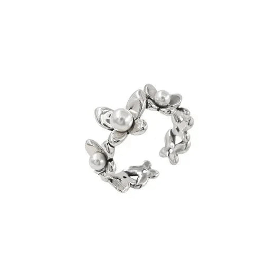 Y2k Flower Pearl Adjustable Ring