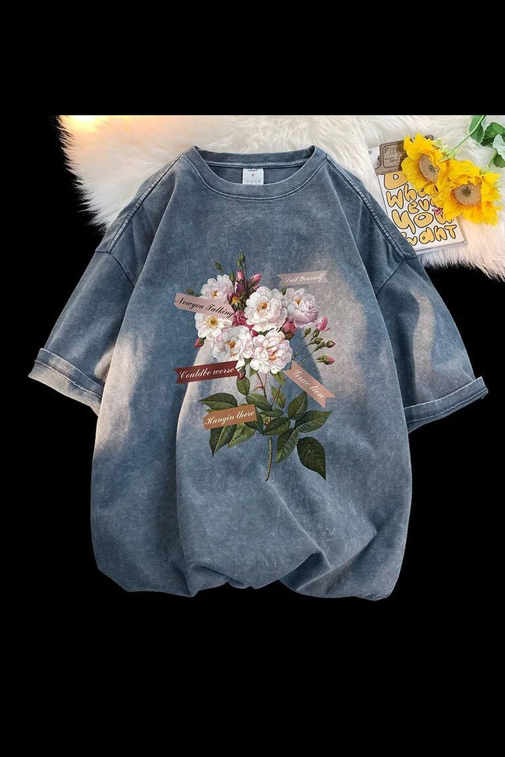Y2k Flowers Gothic Cotton T-shirt