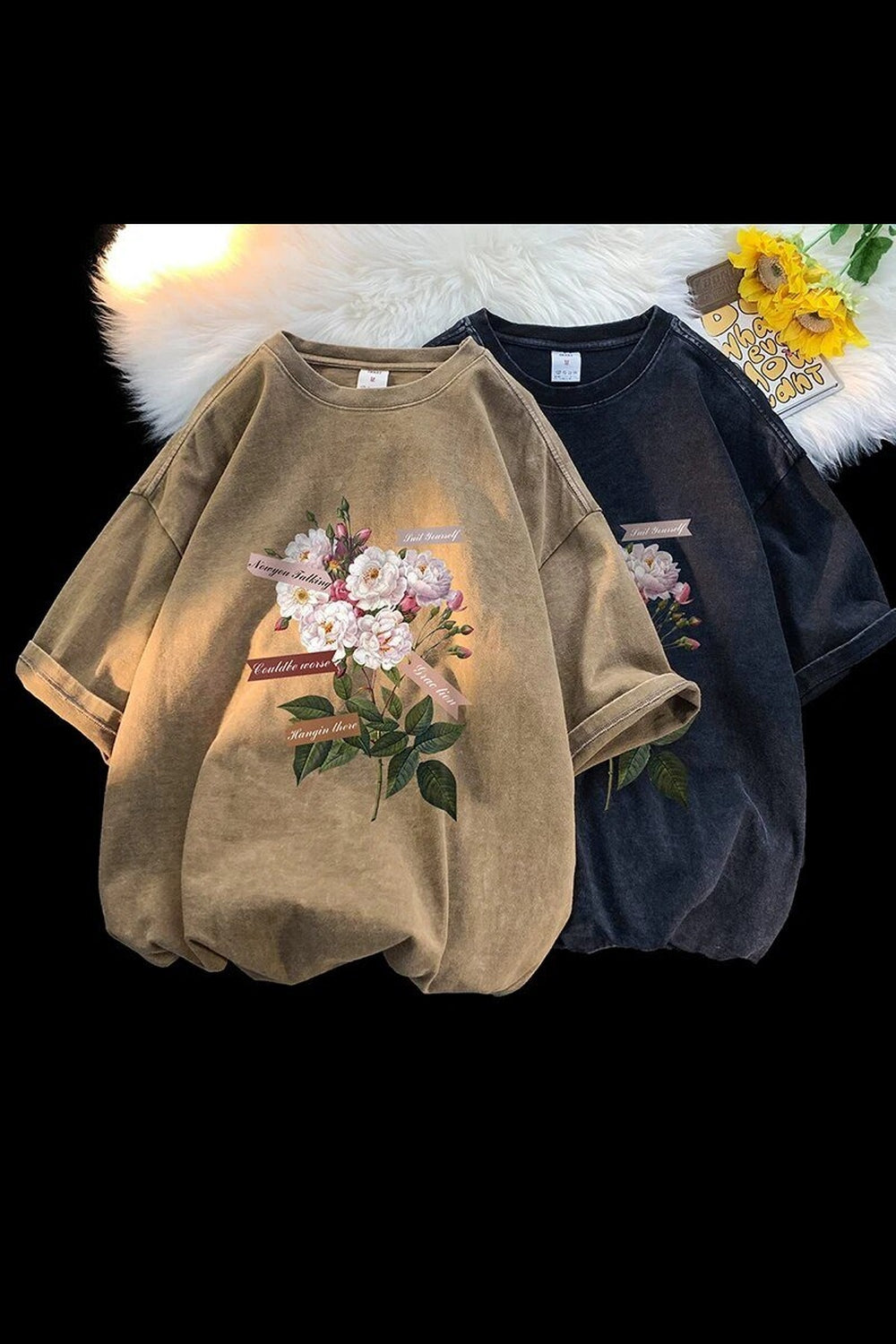 Y2k Flowers Gothic Cotton T-shirt