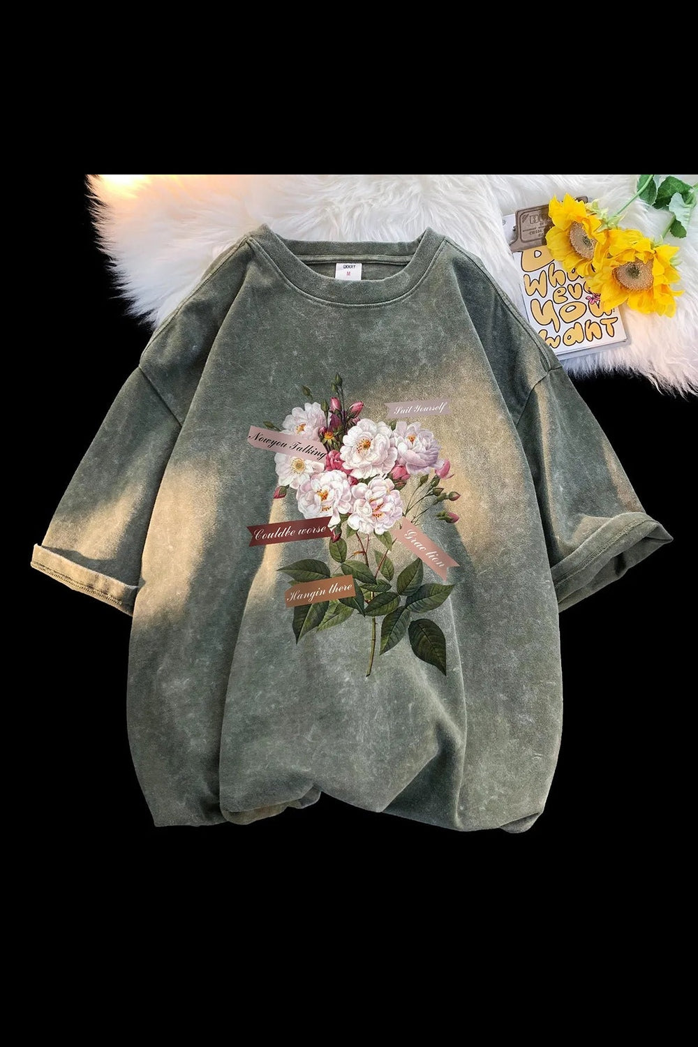 Y2k Flowers Gothic Cotton T-shirt