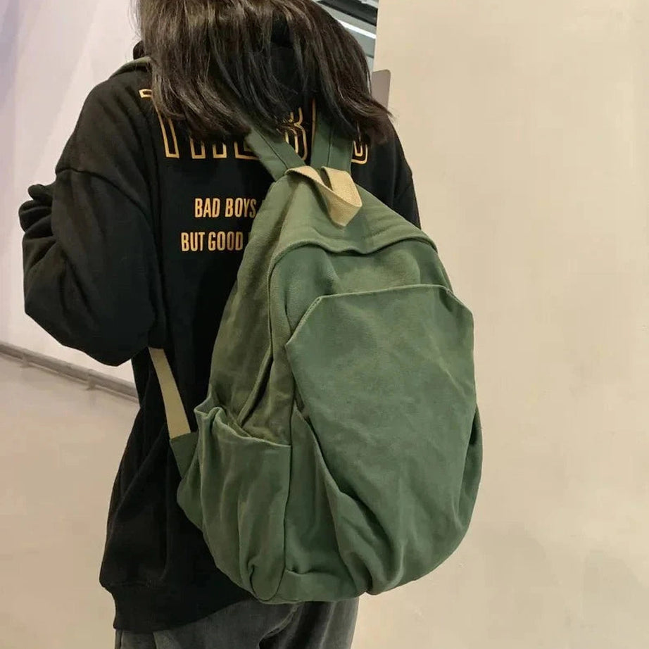 Y2k Forest Green Canvas Backpack