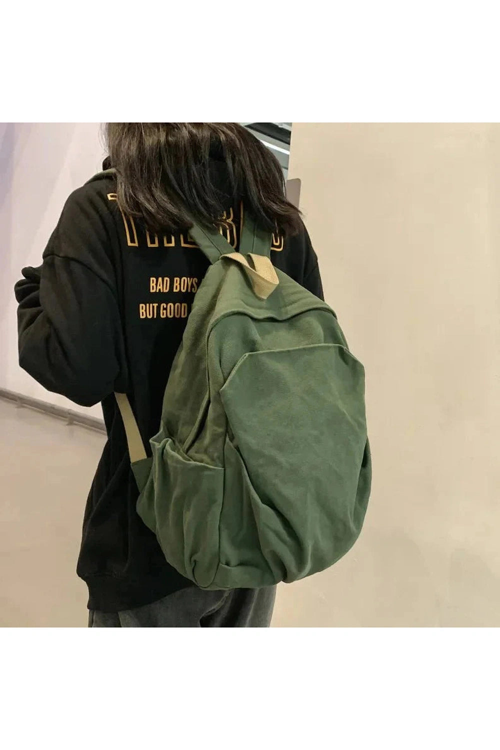 Y2k Forest Green Canvas Backpack