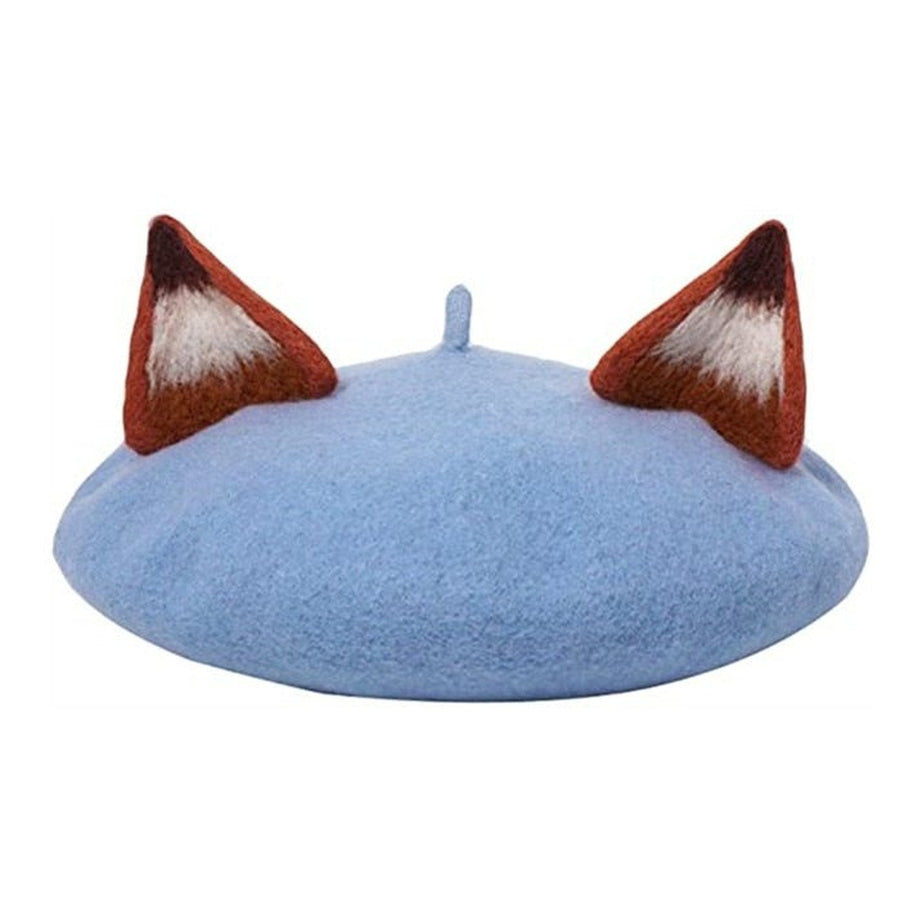 Y2k Fox Ear Wool Beret