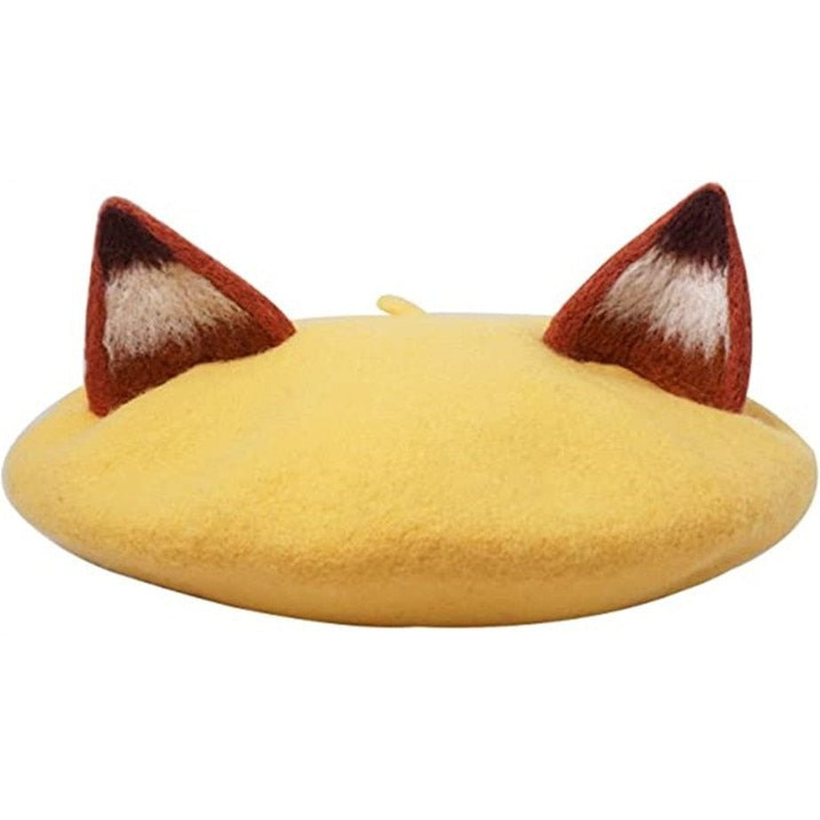 Y2k Fox Ear Wool Beret