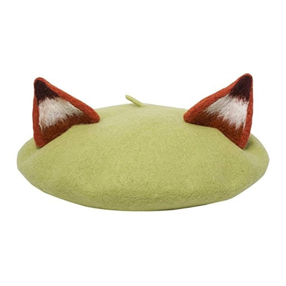 Y2k Fox Ear Wool Beret