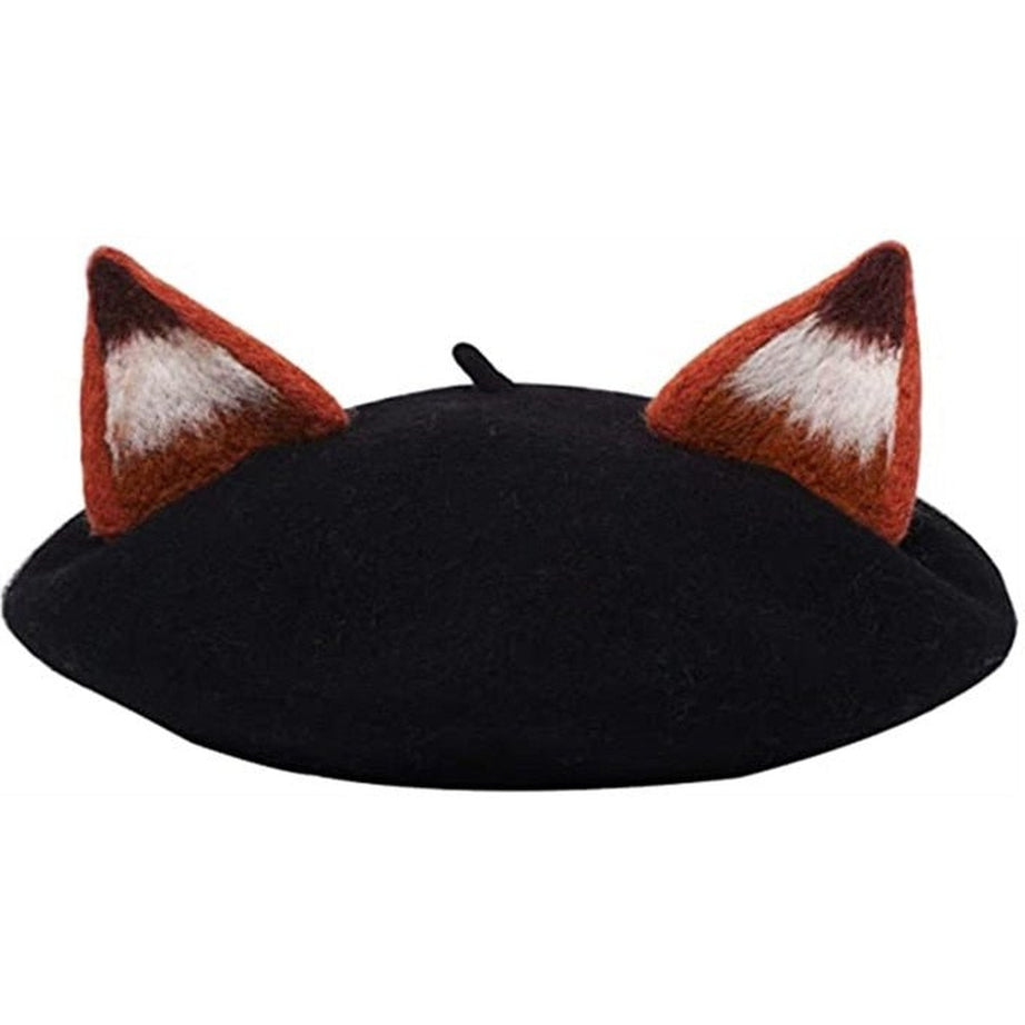 Y2k Fox Ear Wool Beret
