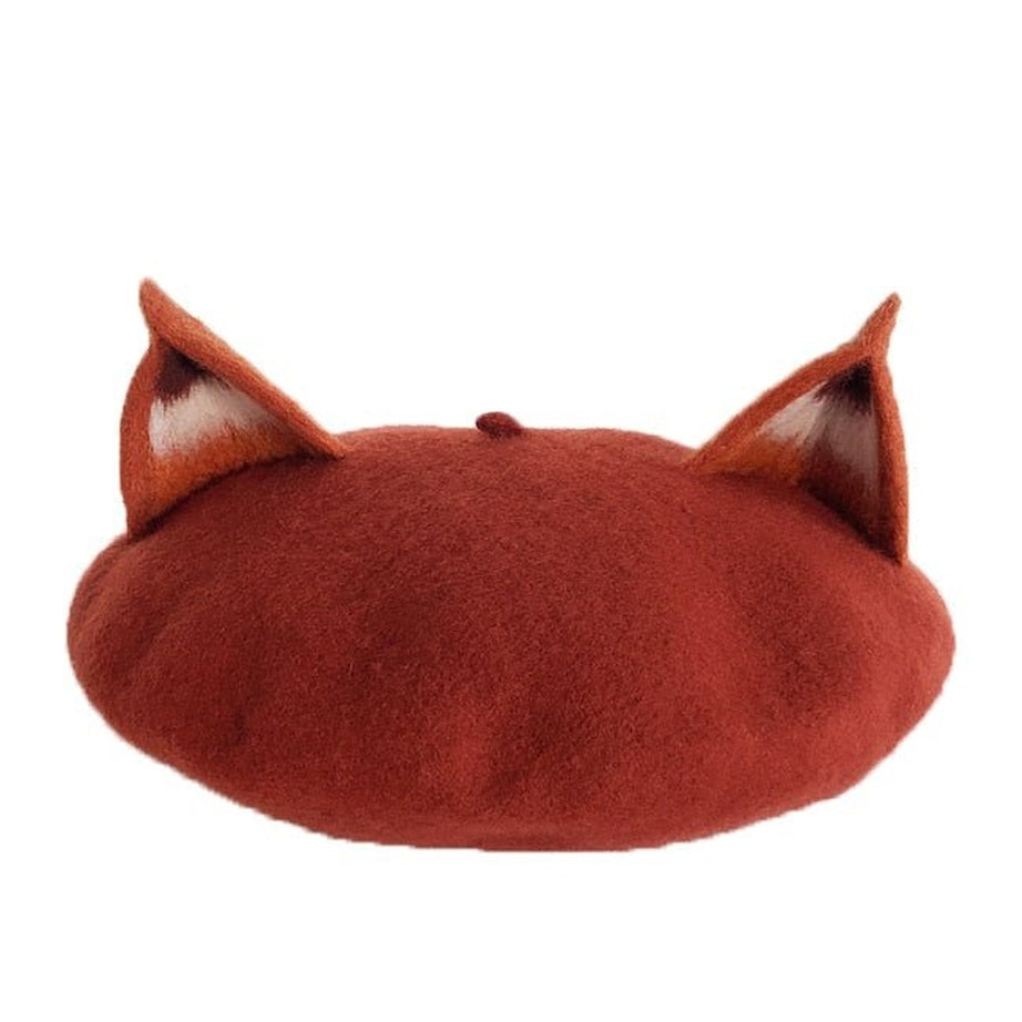 Y2k Fox Ear Wool Beret