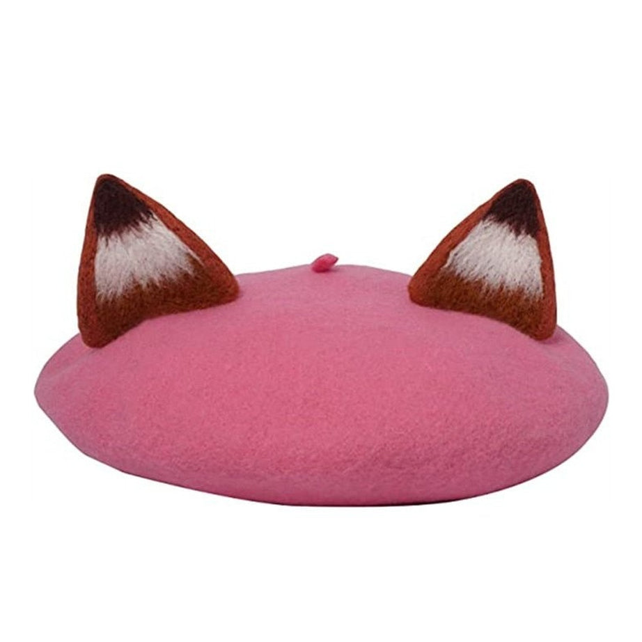 Y2k Fox Ear Wool Beret