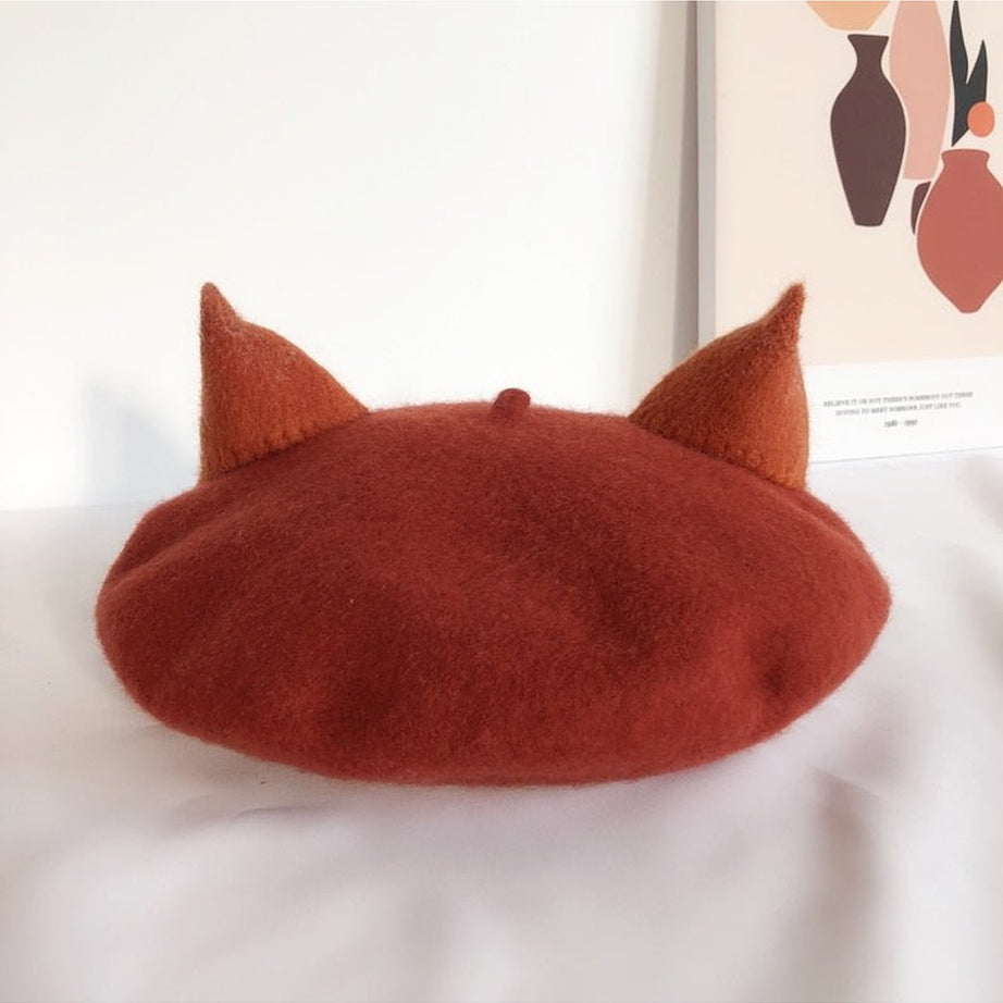Y2k Fox Ear Wool Beret