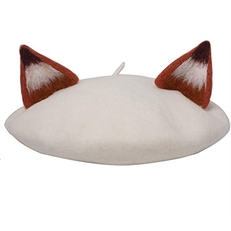 Y2k Fox Ear Wool Beret